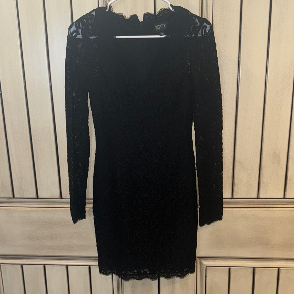Adrianna Papell Black Lace Evening Dress